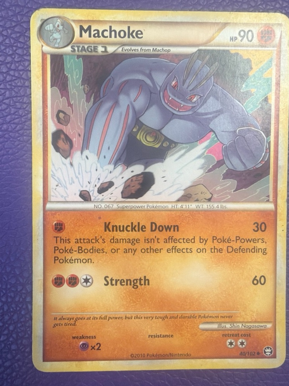 Pokemon Machoke Trading Card - Purple, Yellow, Orange